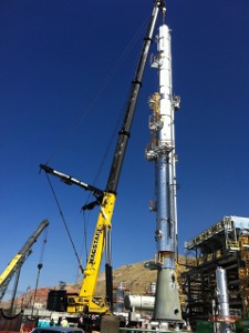 Vessel being lifted into place